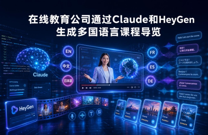 在线教育公司通过Claude和HeyGen生成多国语言课程导览,转化率翻番