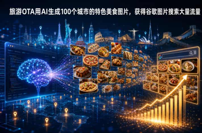 旅游OTA用AI生成100个城市的特色美食图片,获得谷歌图片搜索大量流量
